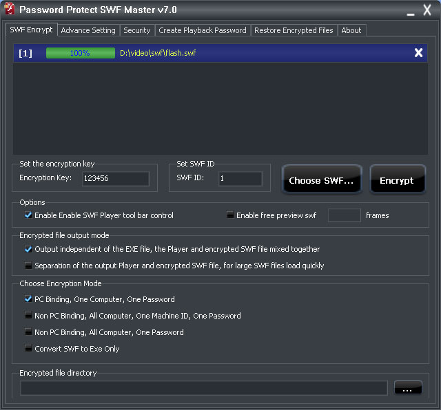 Password Protect SWF Master Start encrypt swf to exe