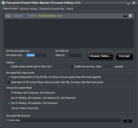 Password Protect Video Master Setting User Interface